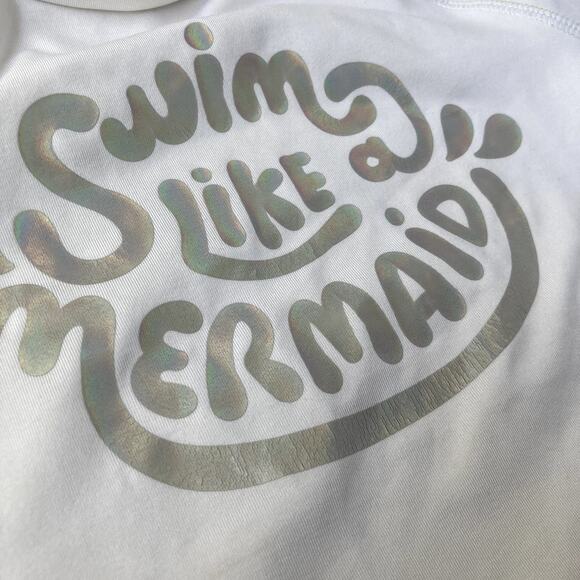 Cat & Jack Swim Like a Mermaid Long Sleeve Rashguard White Iridescent Small 6/6X - Picture 8 of 8
